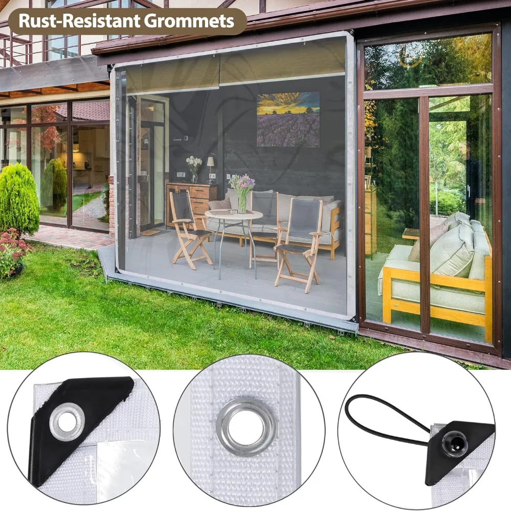 Heavy Duty Waterproof Clear PVC Rain Cover for Outdoor Porches