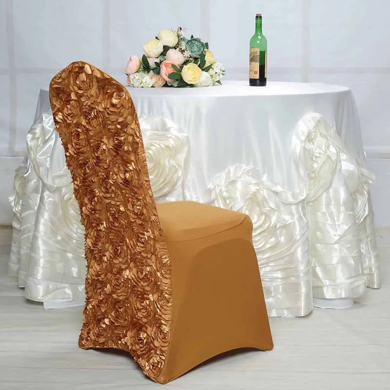 Wholesale Universal Chair Cover With Flower Custom Color Custom Size  Universal Banquet Elastic Stretch  Covers For Events