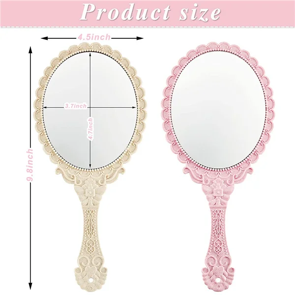 Embossed Flower Vintage Handheld Mirror