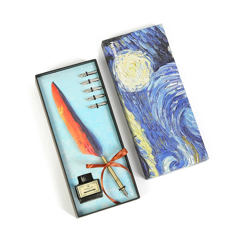 Retro European quill oil painting style set calligraphy set dipping fountain pen gift box