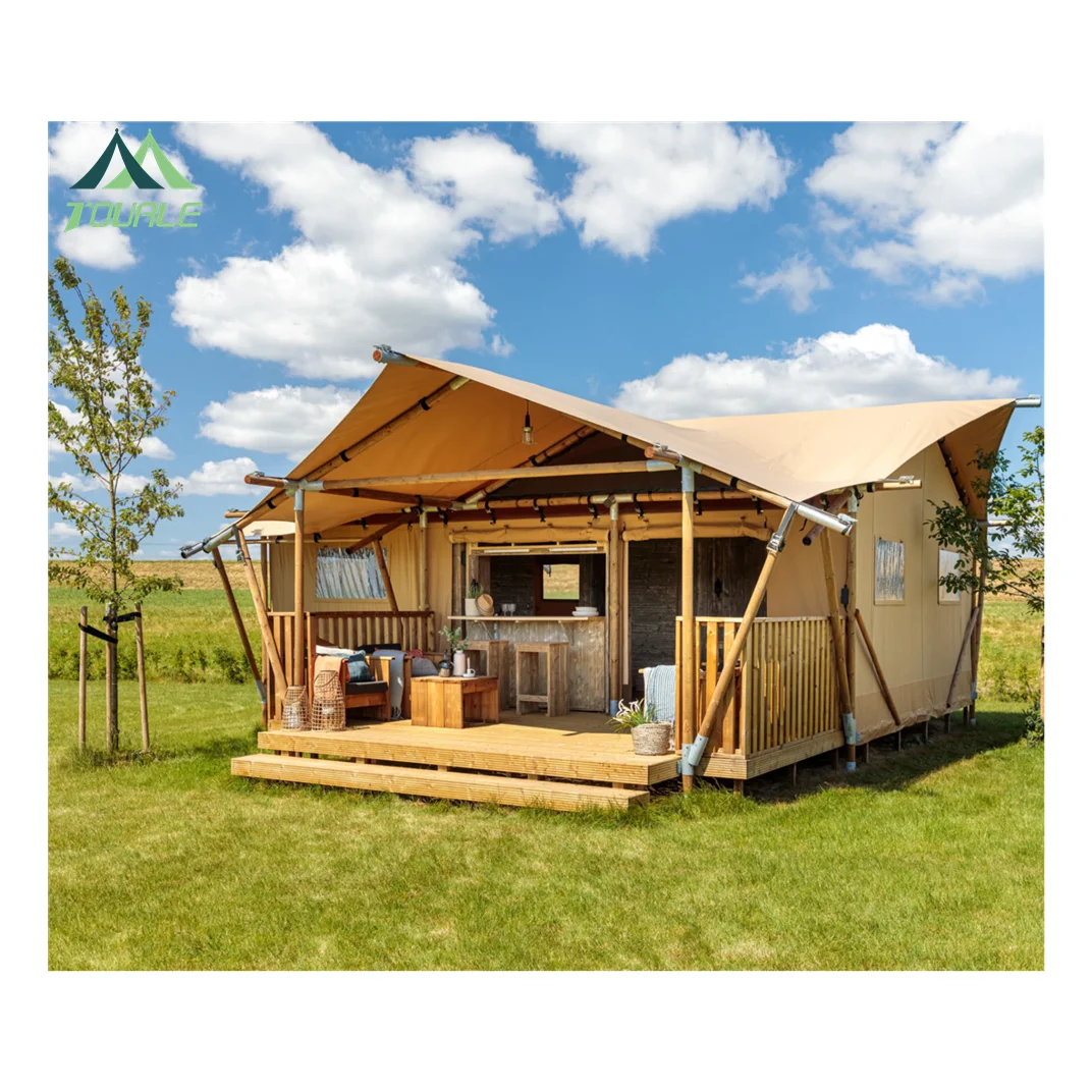 Luxury large wooden pole light luxury outdoor hotel room tent desert hotel tent