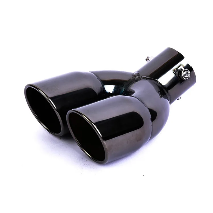 63mm/76mm double outlet modified car exhaust pipes Carbon fiber  stainless steel black t i t a nium automotive pipes exhaust