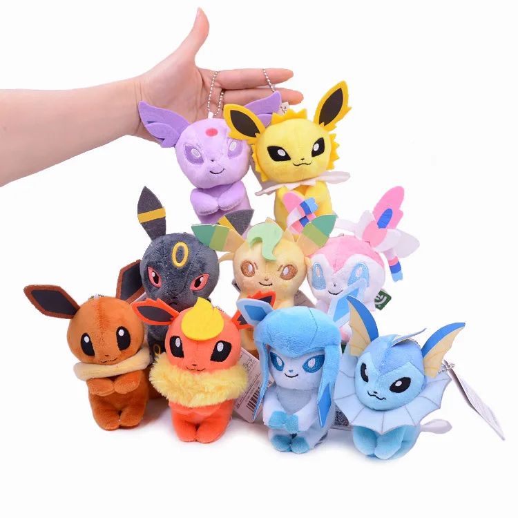 Kawaii Pokemoned Plush doll 10cm EEVEE keychain Stuffed ditto plush keyring toy for decoration