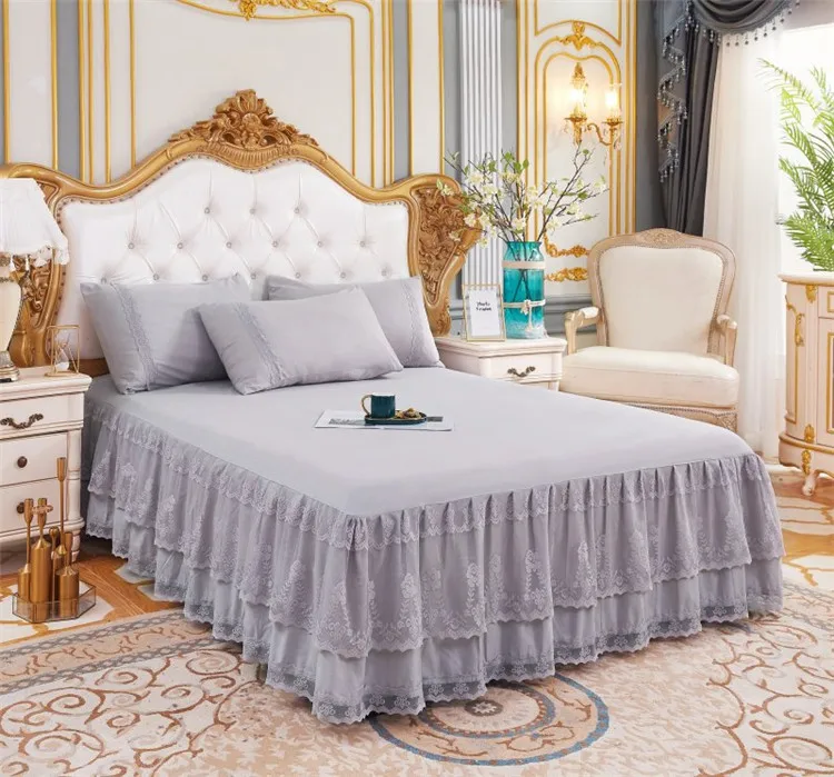Гостиничное белье с чистым принтом, розовое, белое, двуспальное, кружевное постельное белье, простыня, юбка
