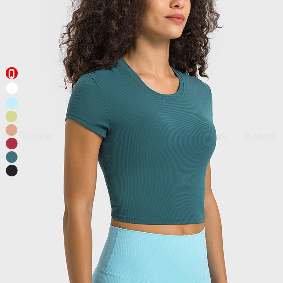 Wholesale Round Neck Fitted Cropped Ribbed Printed Black T-Shirts Femme Good Quality Manufacturer Streetwear T Shirt For Women