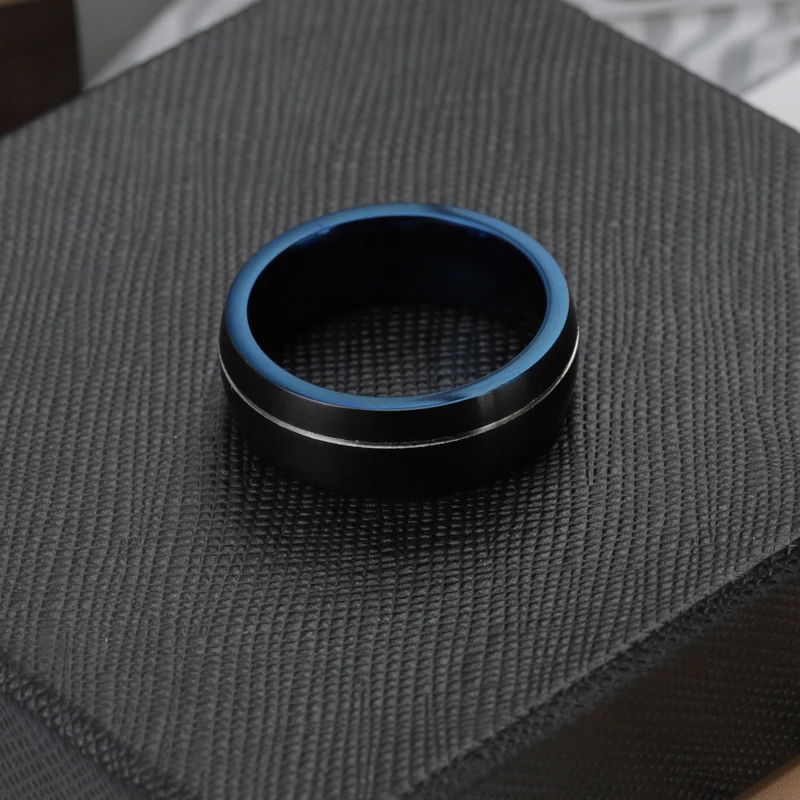 Wedding Bands Rings Band Tungsten Carbide Personalized Mens Matte Black Groove Channel Black Engagement Bands or Rings CFR3205