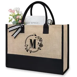 jute packaging beach bag with oem customized hessian jute bag with zipper inside