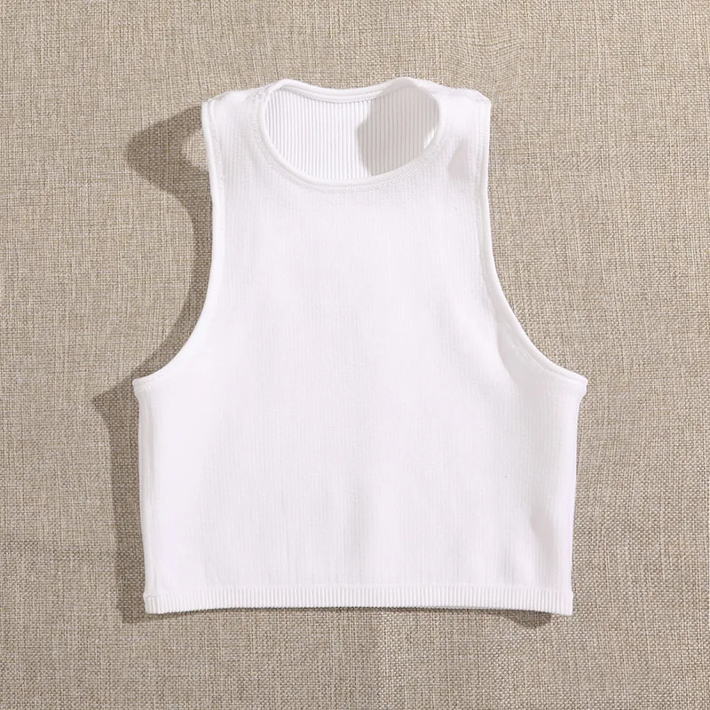 Factory Directly Sale European And American Thread Yoga Running Fitness Knit Sleeveless Crop Tank Tops For Women