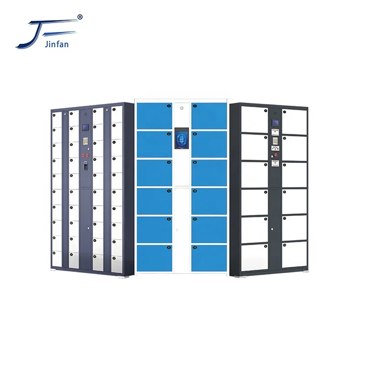 Стальной шкафчик для хранения в супермаркете со штрих-кодом и идентификацией по отпечатку пальца, шкафчик для распознавания лица