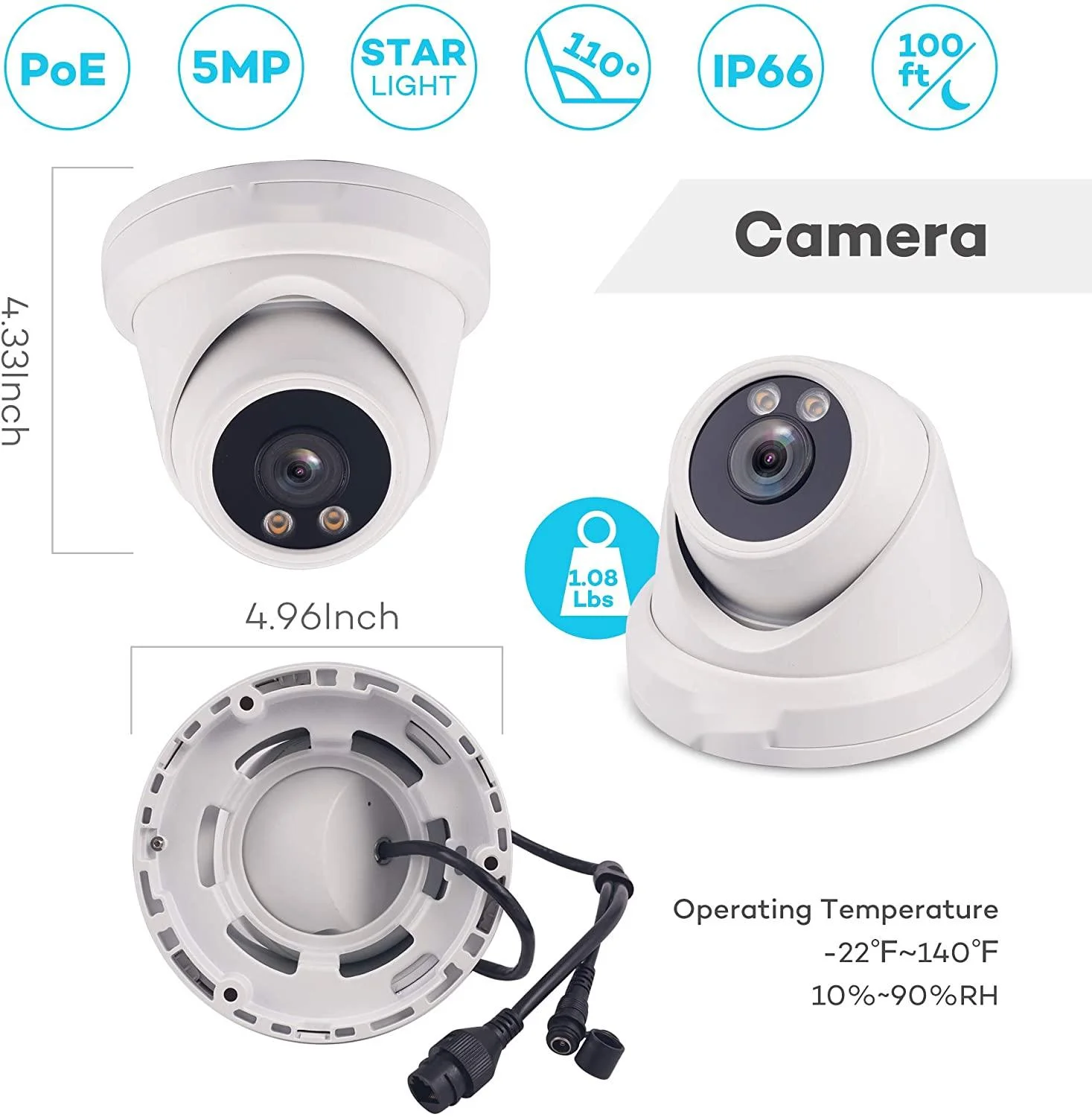 6MP 24hours colorful image 24/7  built in mic 4mm Fixed Lens WDR H.265 poe IP camera