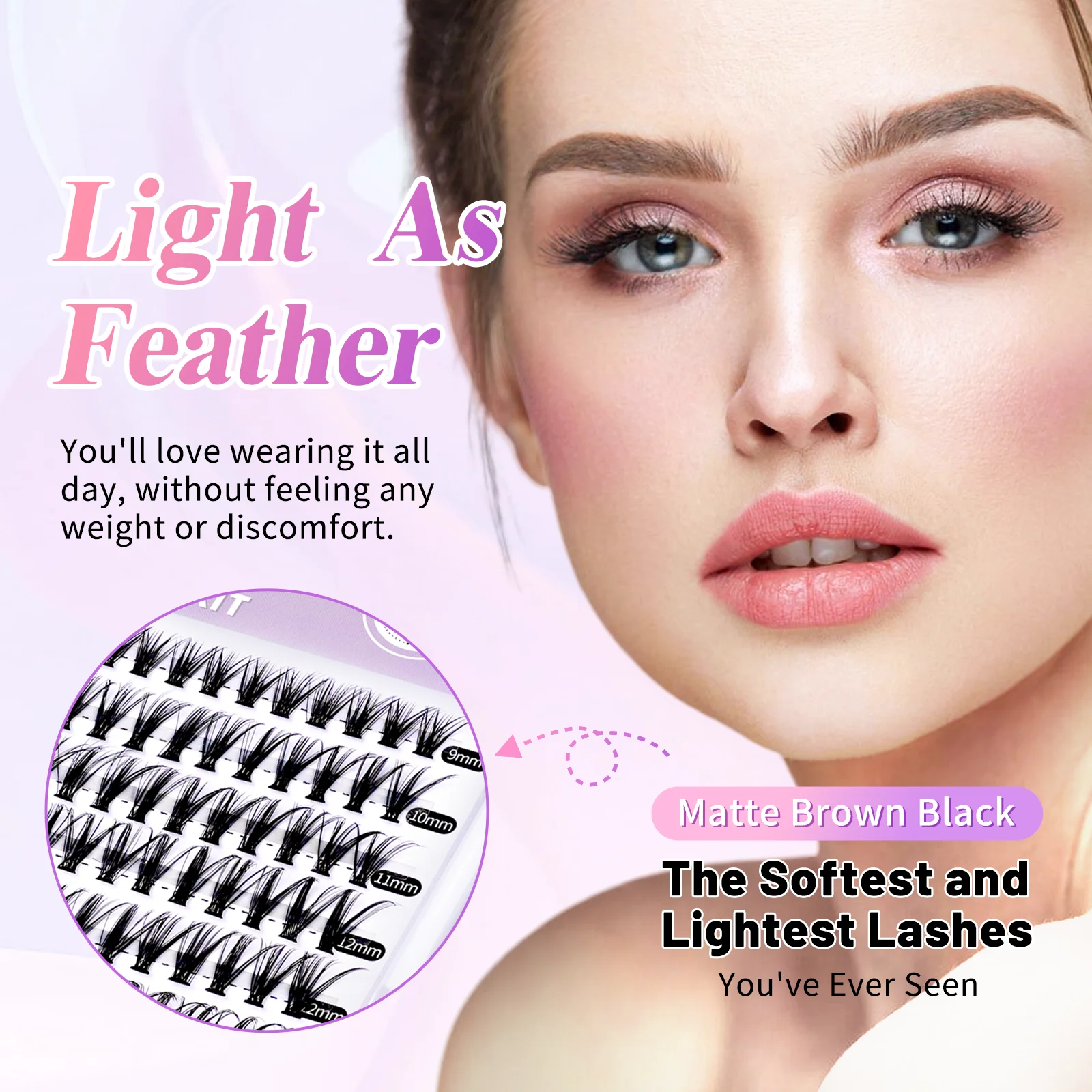 ALIVER 240pcs 30D Mix 9-16mm D Curl Lash Clusters DIY Lash Extensions Private Label Individual Lashes Clusters Eyelash Extension