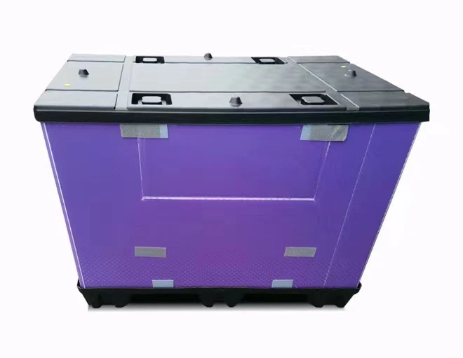 wholesale foldable Plastic Pallet box collapsible type folding crate with cover