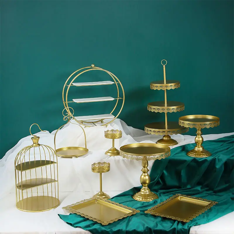 Gold cake stands for wedding cakes festive& party supplies presentation gateau stitching colors dessert display set stand