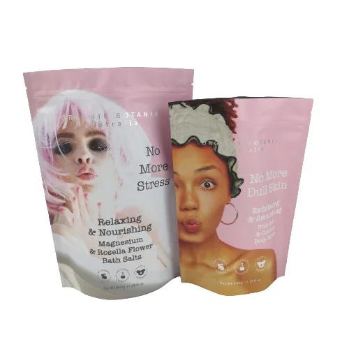 Custom 200g 250g 4oz 6oz Stand Up Pouch For Bath Salt Packing Moisture Body Scrub Powder Plastic Bag With Resealable Zipper
