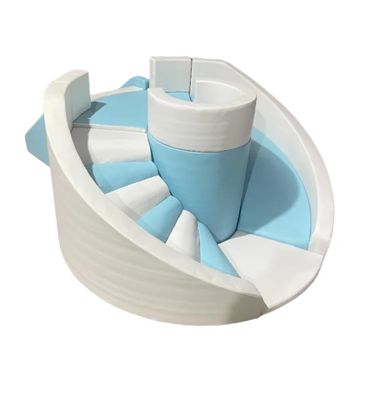 Beautiful nude grey white indoor equipment Circular stairs slide soft play equipment kids soft play for kid birthday event party