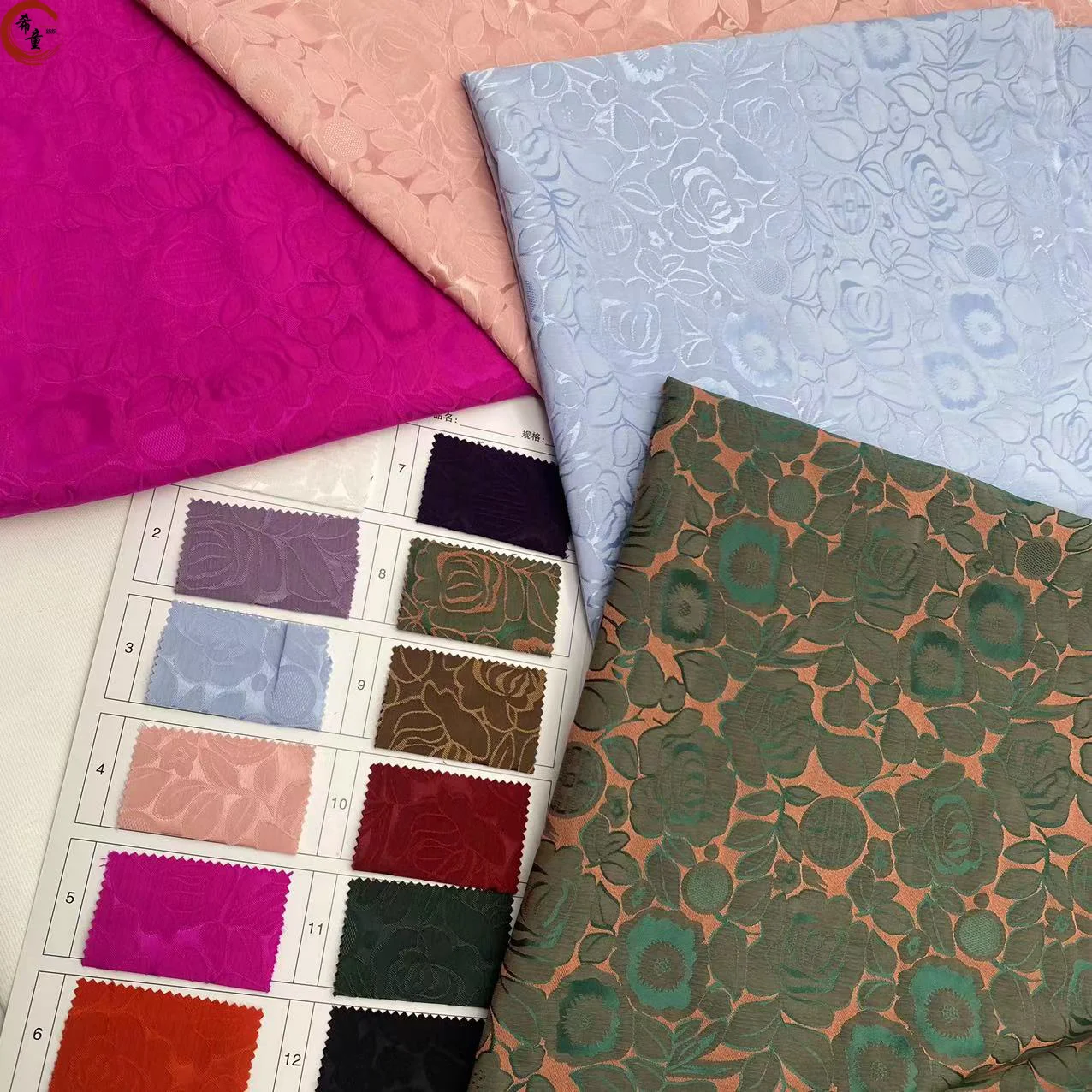 High quality polyester elegant cationic multi colors  satin jacquard fabric for spring and summer pajamas or dress fabric