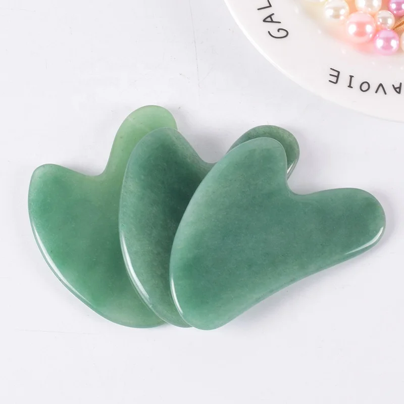 Stone Gua Sha Rose Roller Aventurine Jade Guasha Set Heart Shape Natural Factory Wholesale Gift Box Green Body Massager Wayestar