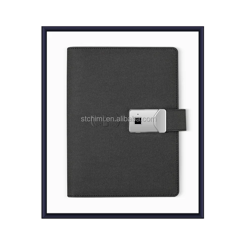 Trending products A5 PU Fingerprint lock wireless and cable charging notebook 12000 mAh new items 2023 corporate gifts