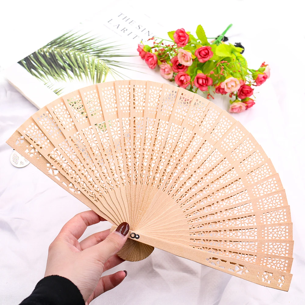 Personalized design carved bamboo hand  folding  fan for wedding dance decoration