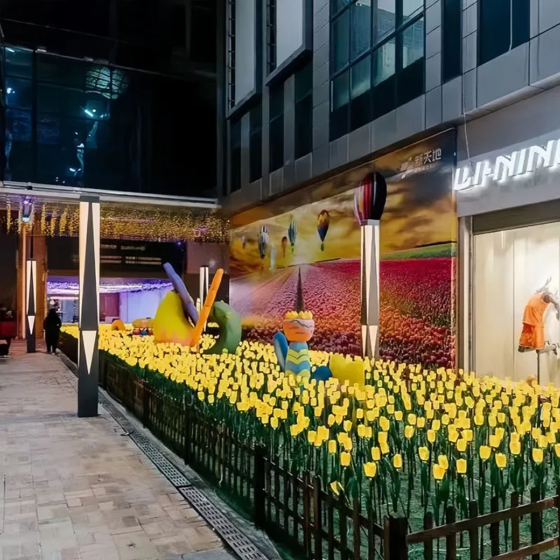 Tulip Flower Ground Lamp Soft Gel Ground Lawn Lamp Luminescent Moulding Lighting Landscape Lights