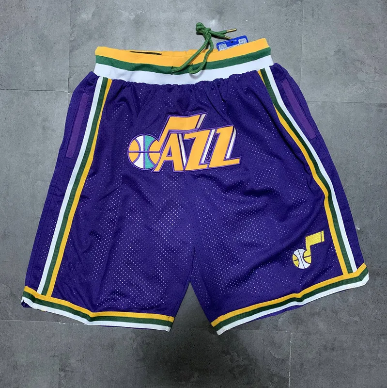 America USA 30 Teams Breathable High Quality Men Mesh Shorts Embroidered Pocket Basketball Shorts