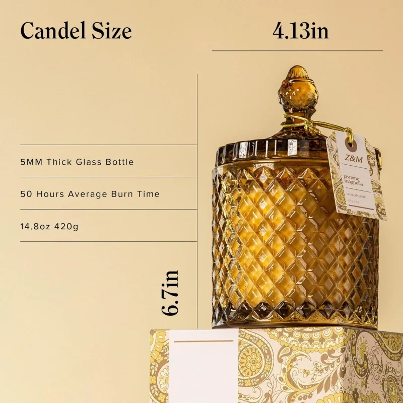 Luxury Christmas Day Decoration Festival Candle Bowl Ribbed Cup Heat Resistance Geo Cut Glass Jar Candle Scented With Lids