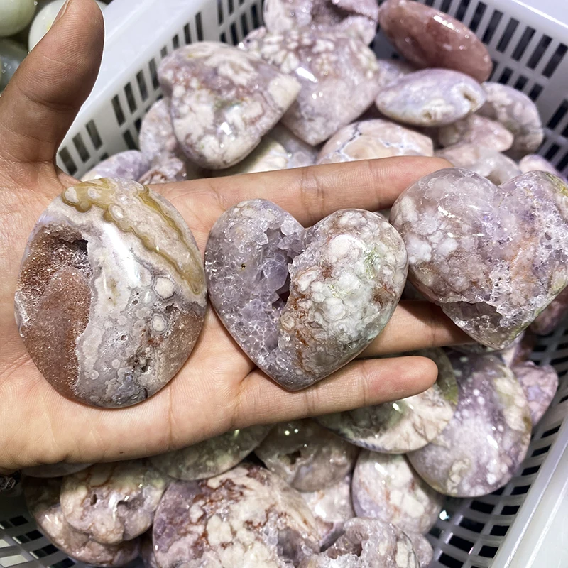 Оптовая продажа натуральный кристалл сердце лечебные камни цветок агат ремесло для украшения фэншуй