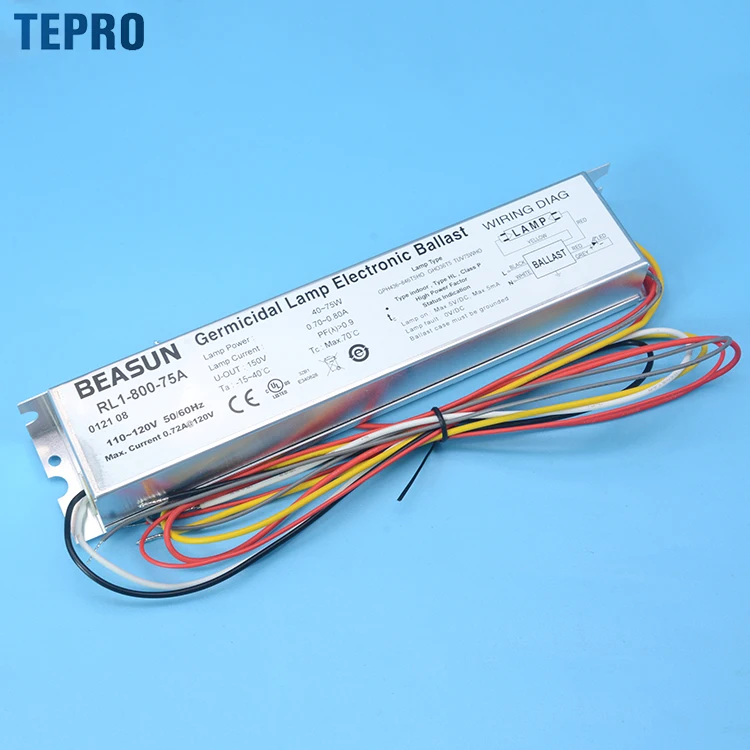 RL1-800-75A 254 нм 185 Ультрафиолетовый бактерицидный ультрафиолетовый свет высокой интенсивности разрядный Электрический балласт для амальгамной лампы низкого давления