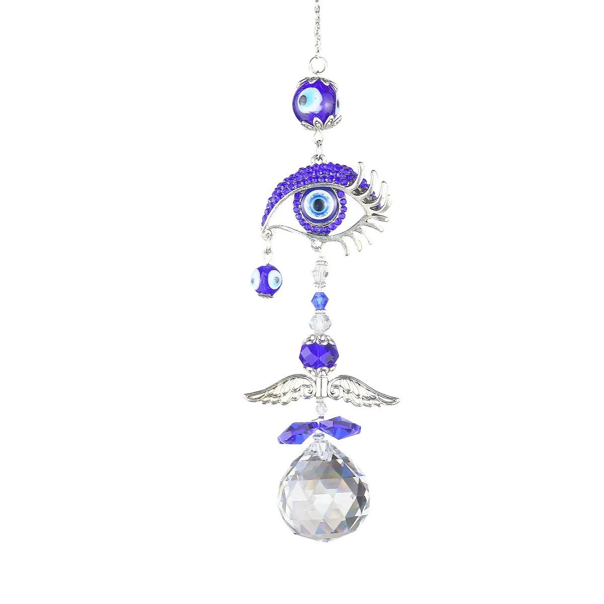 Crystal Turkish Evil Eye Crystal Sun Catcher Pendant Light and wind chimes Rainbow Garden decoration