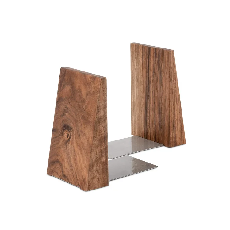 Hot sale book ends for shelves office decorative handmade wooden bookends modern