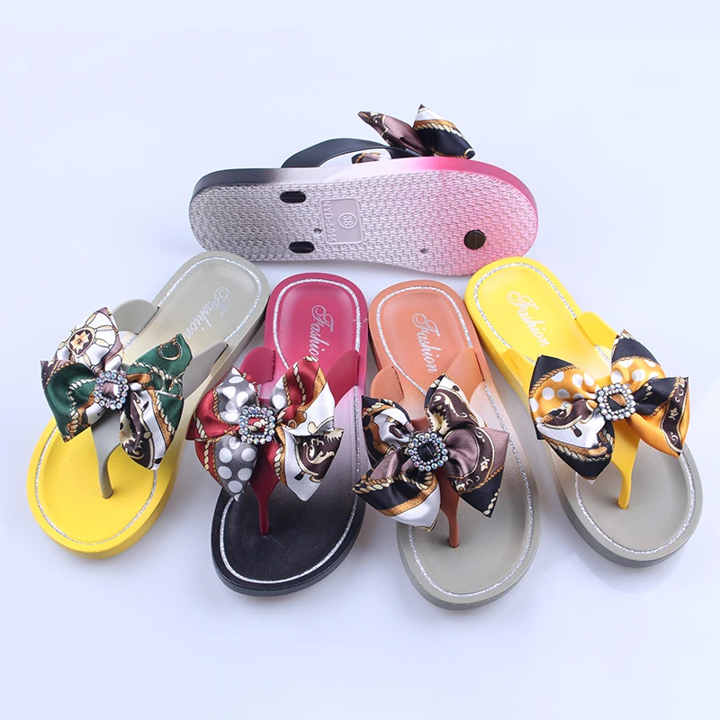 Summer Hot Sale Style Sole Stitching Style Ladies Slippers with Bowknot outdoor Style