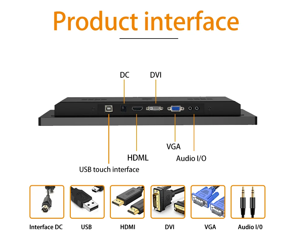 23.6 Inch VESA Bracket Mount IP65 Waterproof Touch Monitor 10 Point Capacitive Touch USB Touch 1920*1080