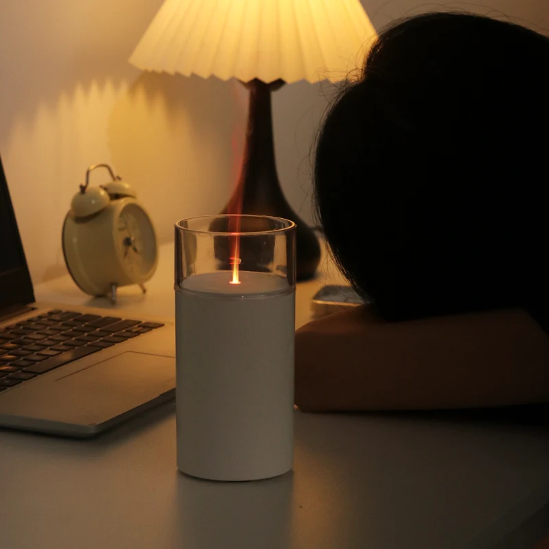 Candlelight Essential Oil Diffuser Portable 60ml Air Humidifier Cool Mist Maker Fogger 8-12 Hours With Led Night Light