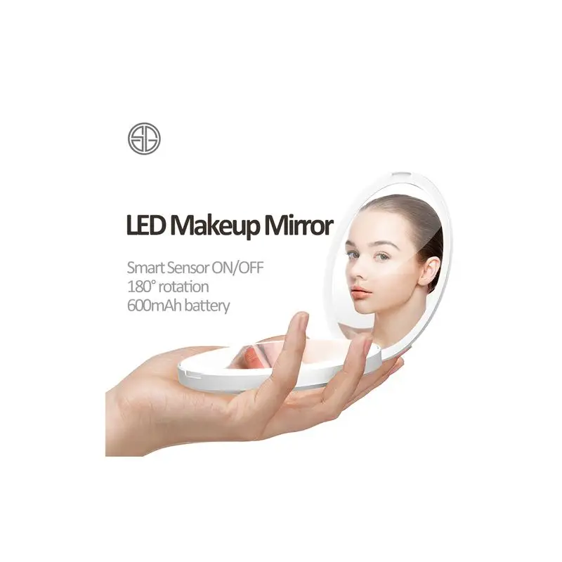 2022 Hot sale Led Makeup Mirror 600Mah Battery Portable Lighted Bag Mirror