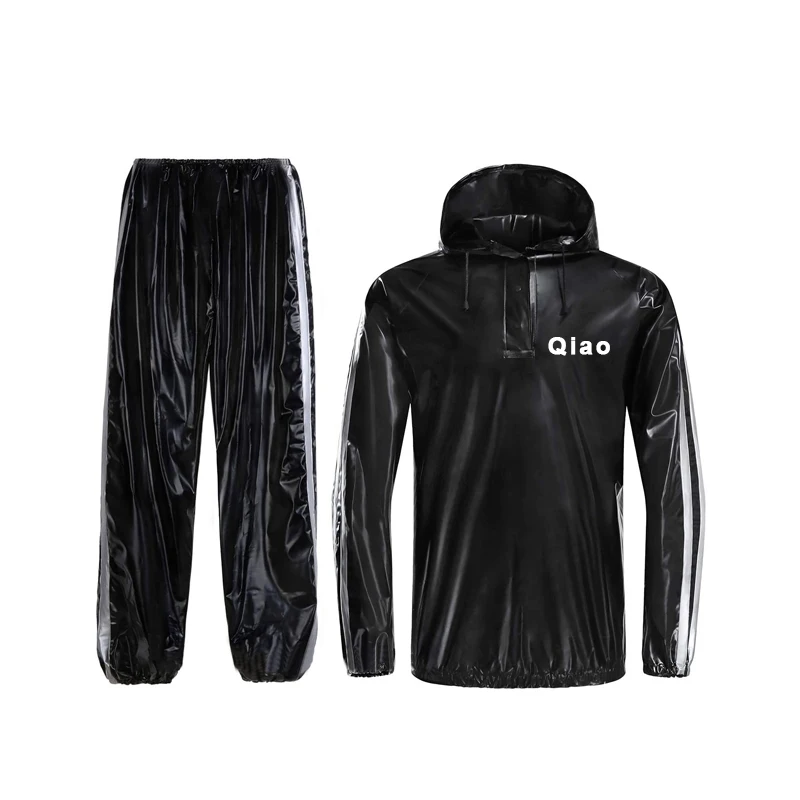 Custom Fitness Running Raincoat Body Slimming Waterproof PVC Jacket Unisex Sauna Suit for Women Men Loss Weights Sweat Pants
