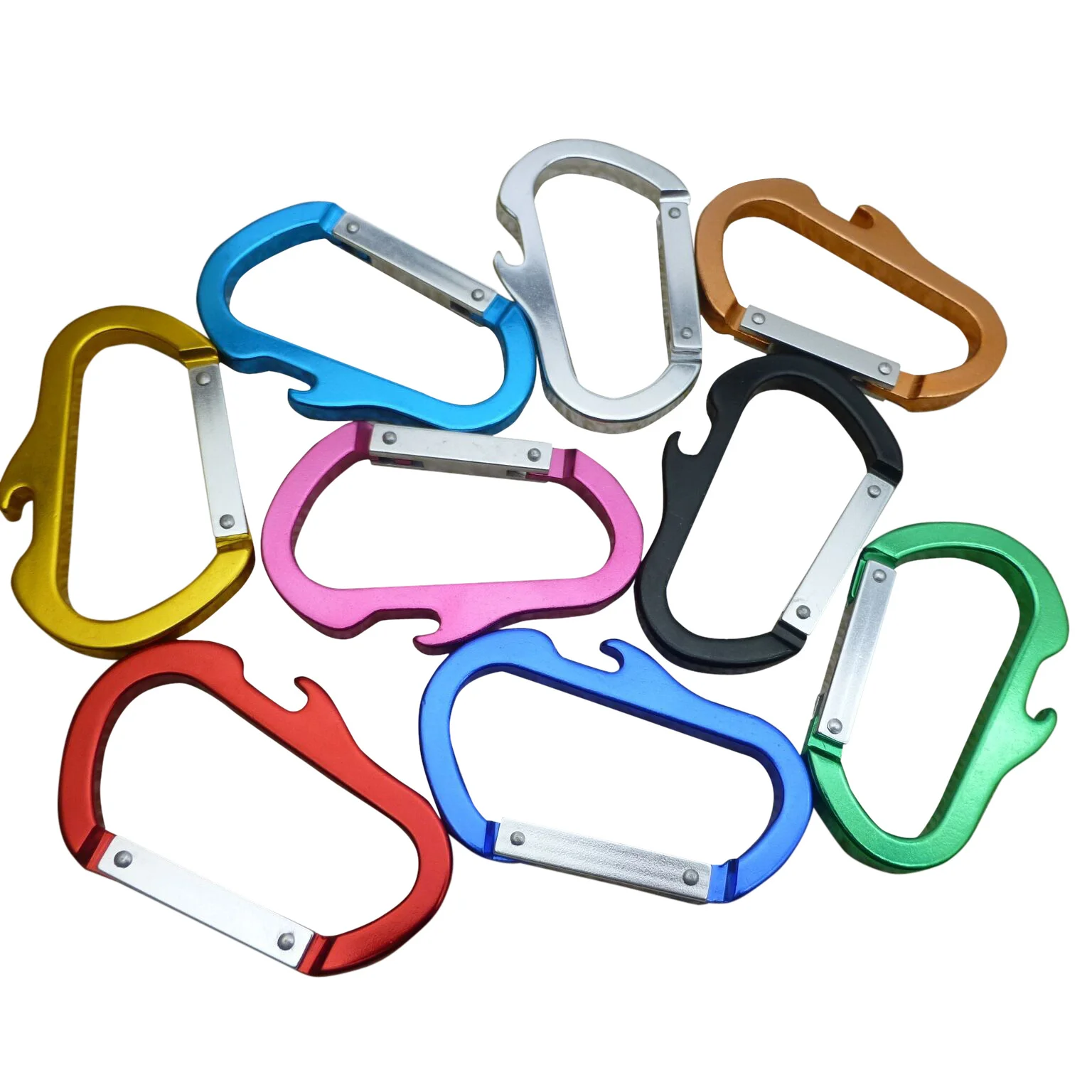 Customized Everest new D Shape Multifunction Aluminum Carabiner with Bottle Opener chain hook for camping hiking