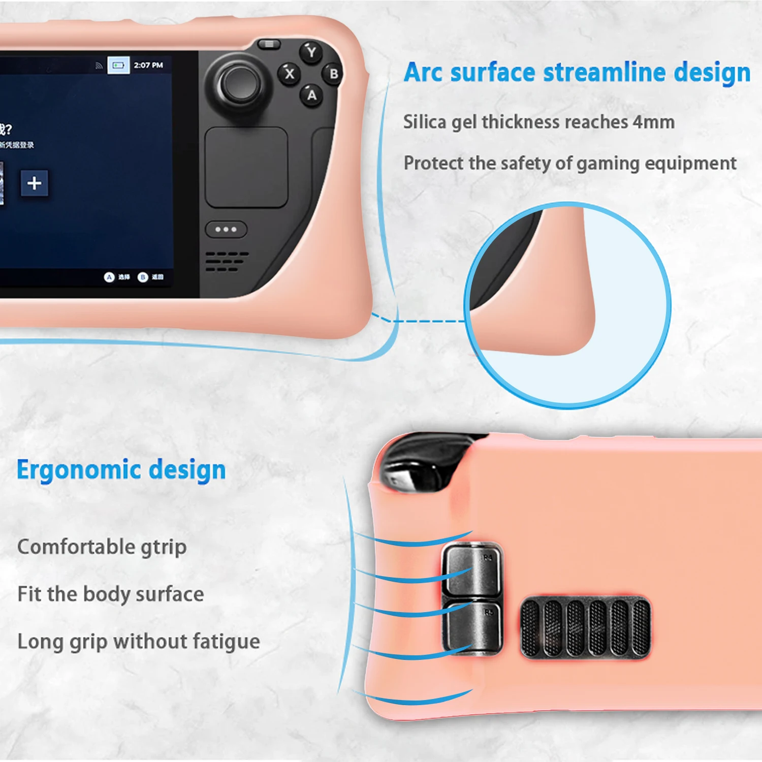 Thickened Silicone Soft Cover Protector with Full Protection Excellent Touch Pink steam Deck case Protective Case for Steam Deck