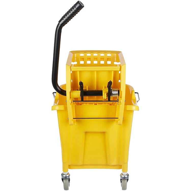  Wholesale Yellow Plastic Side Press Wringer Combo Commercial Mop Bucket On