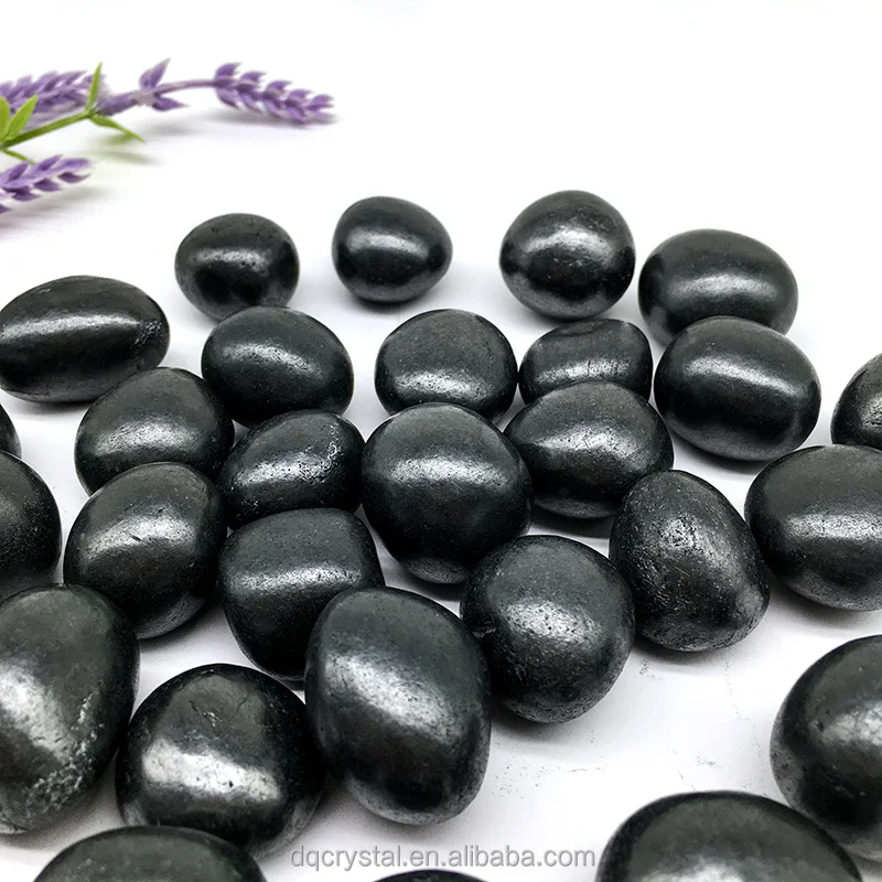 Wholesale Polished Round stone shungite Tumbled crystal  gemstone for fengshui home decoration