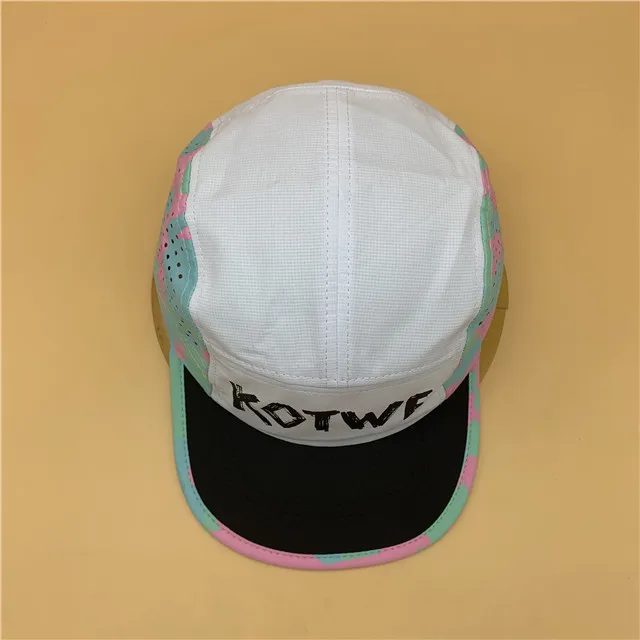 flat brim sports cap laser cut cap breathable Ripped Nylon Flat Running Hat Dri- Fit snapback cap