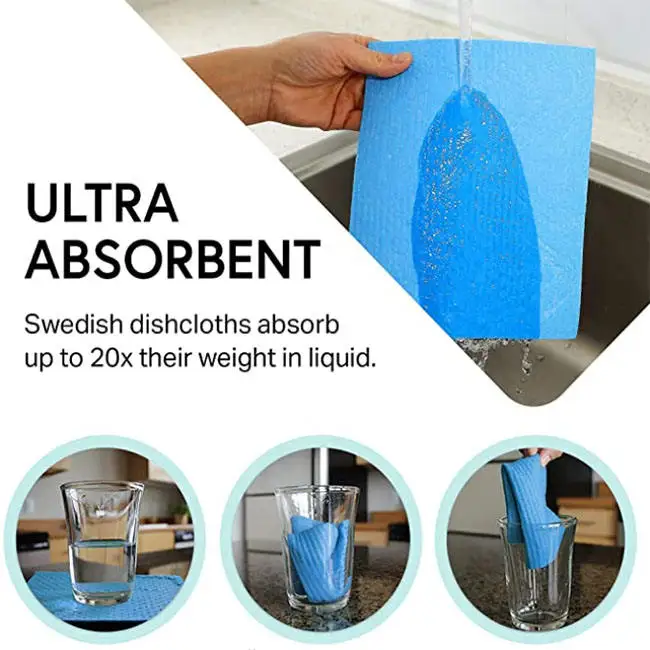 Swedish Sponge Cloth Dishcloths Custom Printed Cotton Cellulose Reusable and Eco-Friendly for Home Kitchen Usage