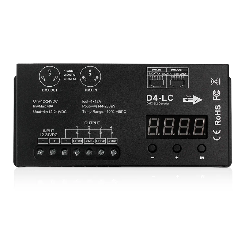 New product high power 4 channels RGBW decoder for digital display constant voltage DMX512 decoder