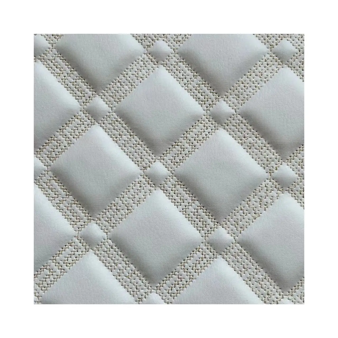 0.6mm Pvc+5mm 3D Foam Embroidered Synthetic Leather For Decoration, Hot Sale Customizable Nonwoven Pvc Decorative Leather