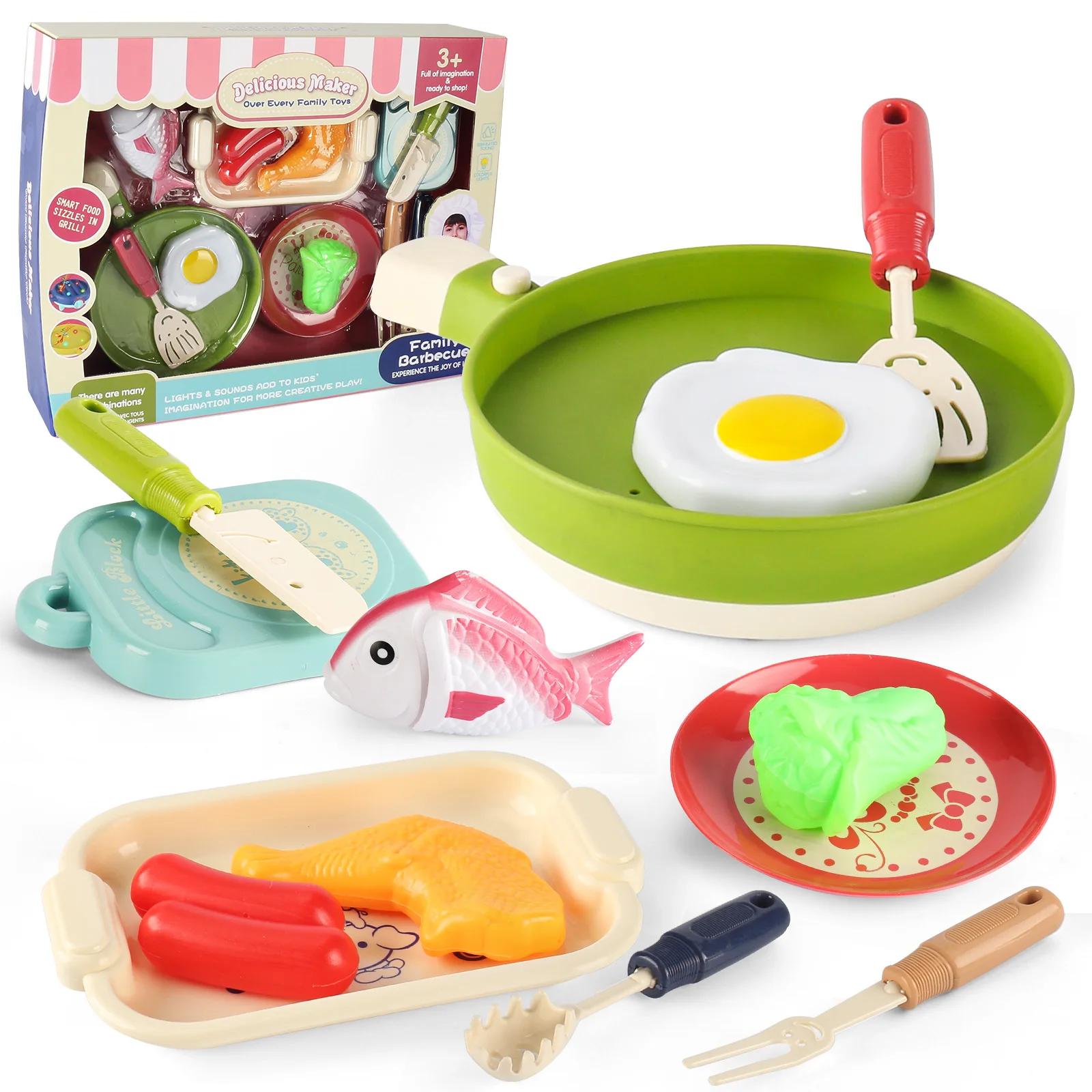Hot Sale Preschool Toys Pretend Play Kids Pink Cooking Kitchen Set Toys