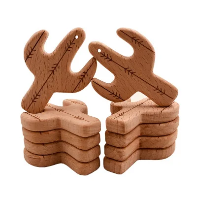 Прорезыватель YDS из органического Букового дерева С КАКТУСОМ деревянная игрушка-прорезыватель для зубов деревянный детский