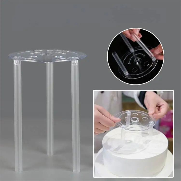 9/12/20/26cm Transparent Separator Plates Plastic Dowel Rods Set for Tiered Cake Construction and Stacking