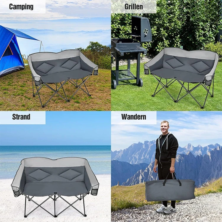 Folding Garden Chairs Furniture Outdoor Double Seat High Quality Foldable Beach Chair 2 Person Modern Lounge Chair Outdoors