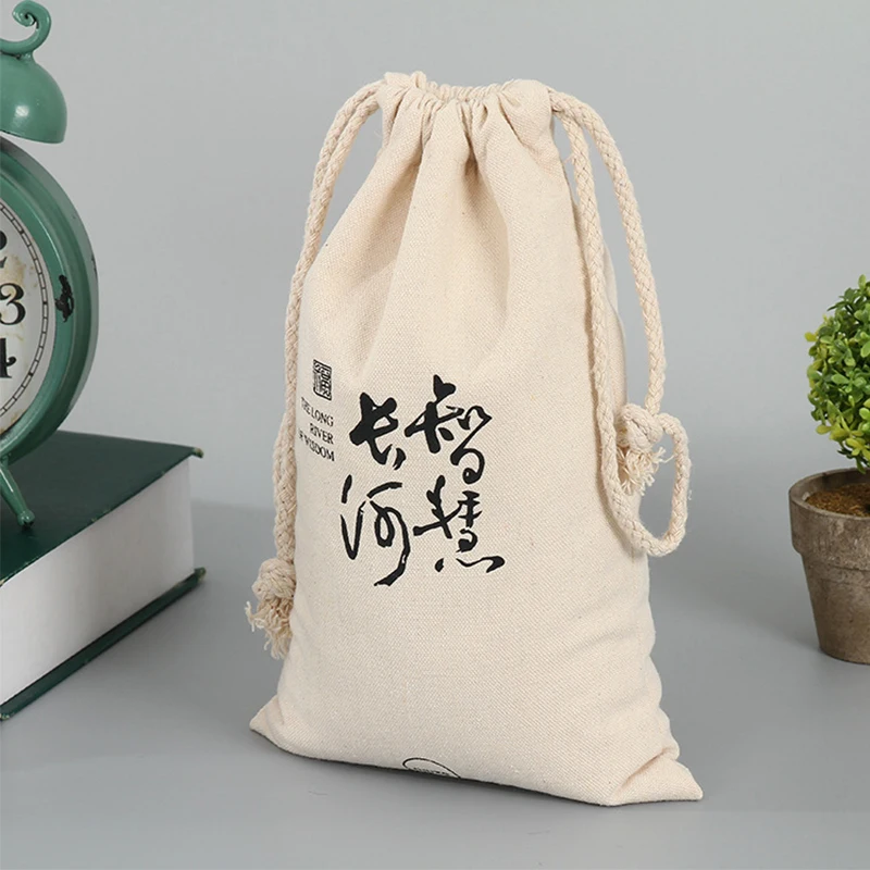 Eco friendly biodegradable cotton bags drawstring small cotton muslin pouch cotton drawstring gift bag with custom logo design