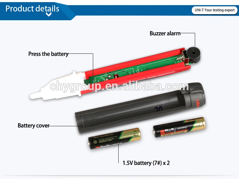 UNI-T UT12B Voltage Pen Tester Non-contact AC Voltage Detectors 90V-1000V 50/60Hz Auto Power Off Beeper Indicator