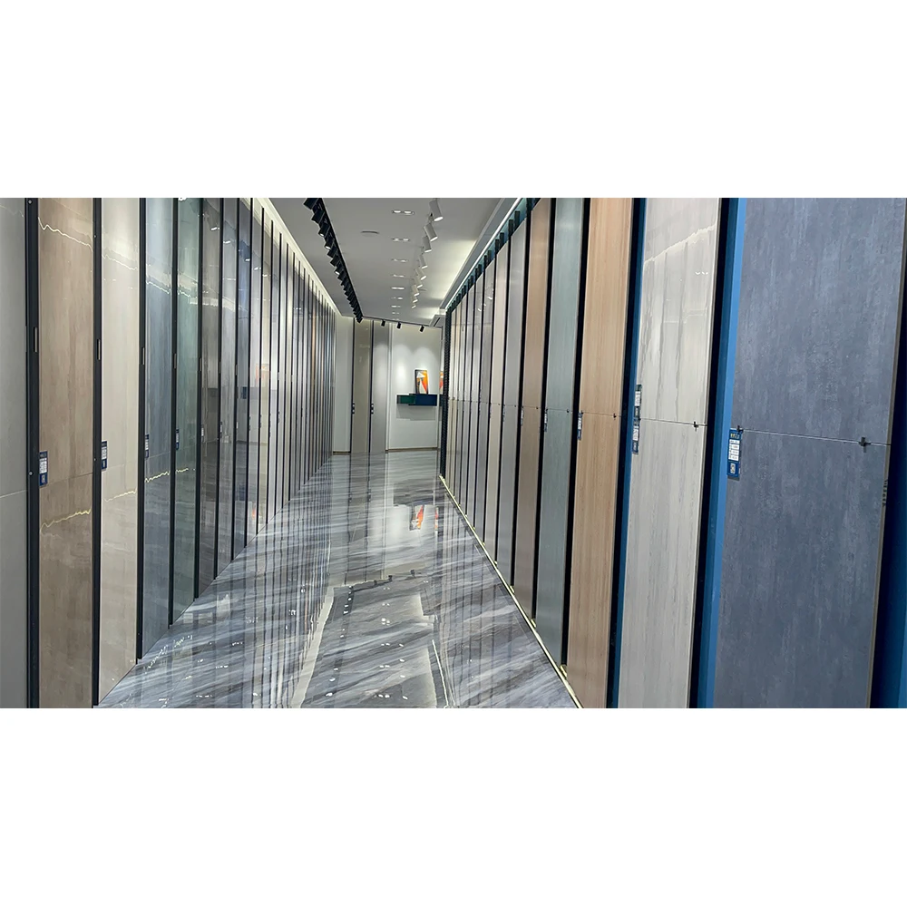 Exhibition Hall 600x1200mm Dark Color Porcelain Tiles Full Body Marble Glazed Polished Porcelain Glossy Floor Glossy Finish Tile